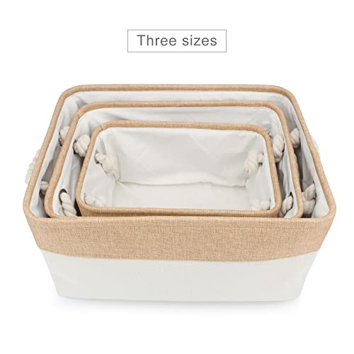 Personalized Dog Toy Box, Dog Toy Basket Storage with Cotton Handle, Customized Name and Paw Heart Print Puppy Toy Bin for Organizing Food Clothes and Pets Accessories(Paw Beige)