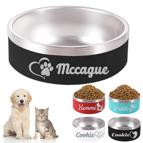 Personalized Dog Bowl Custom Pet Bowls with Name 18oz/32oz/42oz/64oz Stainless Stell Feeding Bowl for Large Small Dog Cat