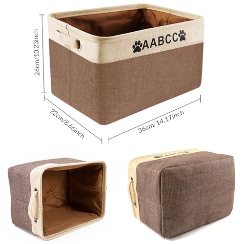 WERWAES Personalized Dog Toy Basket Pet Collapsible Storage Bins with Pet's Name and Photo Custom Storage Box Organizer for Dog Toys
