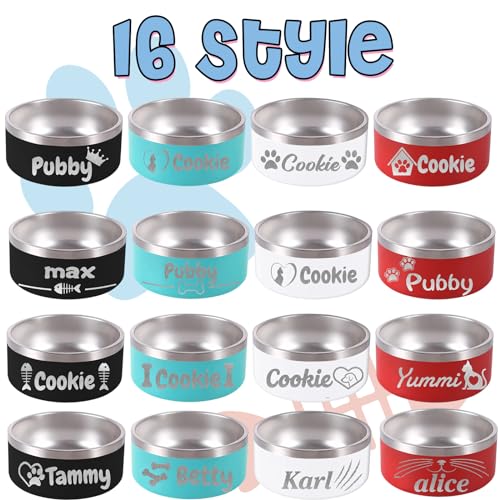 Personalized Dog Bowl Custom Pet Bowls with Name 18oz/32oz/42oz/64oz Stainless Stell Feeding Bowl for Large Small Dog Cat