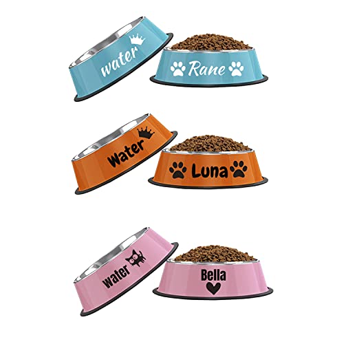 Customizable Stainless Steel Cat Bowls, 2Pcs, Non-Slip, 7 Oz