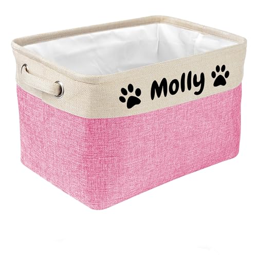 PET ARTIST Dog Toy Basket Dog Toy Box Collapsible with Pet's Name-Dog Toy Bin for Dog Toys,Dog Coats,Clothing,Blankets