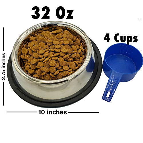 Jeyfel Decals: Personalized Stainless Steel Pet Bowl Set. Dog, Cat. 32 OZ. (4 Cups) (Orange)