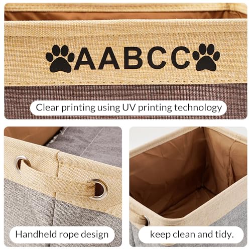 WERWAES Personalized Dog Toy Basket Pet Collapsible Storage Bins with Pet's Name and Photo Custom Storage Box Organizer for Dog Toys