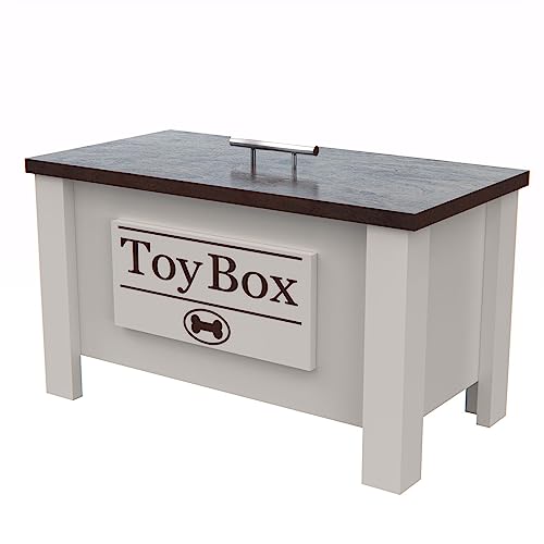 GrooveThis Woodshop Personalized Dog Toy Box Storage Container - Perfect for dog treats, toys, leashes, dog food. (Dark Walnut)