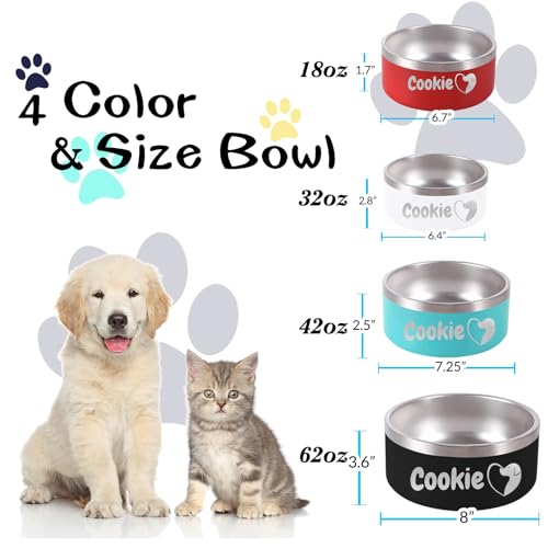 Personalized Dog Bowl Custom Pet Bowls with Name 18oz/32oz/42oz/64oz Stainless Stell Feeding Bowl for Large Small Dog Cat