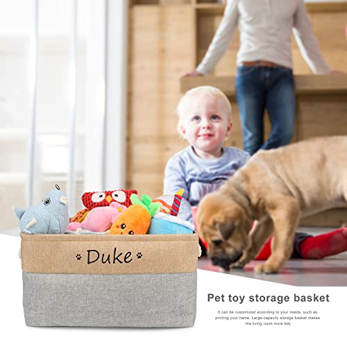 TONYFY Personalized Dog Toy Storage Basket Bin Collapsible Customized Pet's Name Storage Box Organizer for Dog Toys、Dog Clothing、Dog Apparel & Accessories(Grey-S)