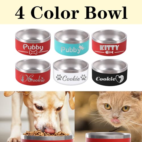 Custom Engraved Red Dog Bowl with Personalized Design