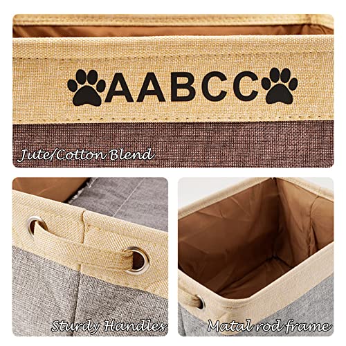 kioskbanks Personalized Dog Toy Baskets with Name Photo, Custom Pet Toy Storage Foldable Canvas Basket with Handles