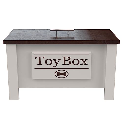 GrooveThis Woodshop Personalized Dog Toy Box Storage Container - Perfect for dog treats, toys, leashes, dog food. (Dark Walnut)