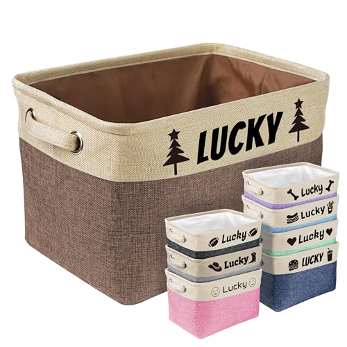 PET ARTIST Dog Toy Basket Dog Toy Box Collapsible with Pet's Name-Dog Toy Bin for Dog Toys,Dog Coats,Clothing,Blankets