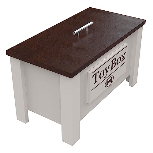 GrooveThis Woodshop Personalized Dog Toy Box Storage Container - Perfect for dog treats, toys, leashes, dog food. (Dark Walnut)