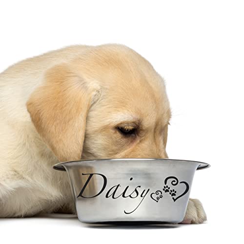 Personalized Dog Paw Decal with Hearts - Customized Name