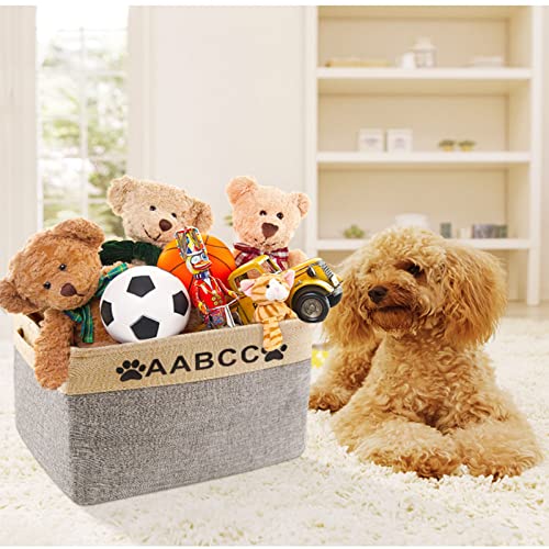 kioskbanks Personalized Dog Toy Baskets with Name Photo, Custom Pet Toy Storage Foldable Canvas Basket with Handles