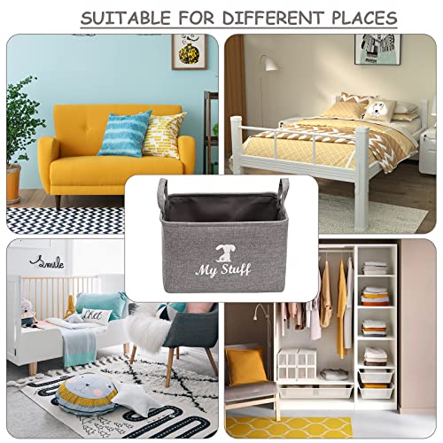 Geyecete Canvas Dog Toy Storage Dog Toy Basket -Box for dog toy bins, Dog Blanket, Dog Clothes Storage - Pet Toy and Accessory Storage Bin-Gray