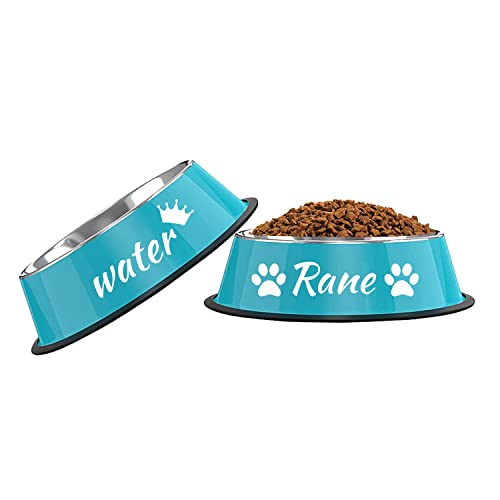 Customizable Stainless Steel Cat Bowls, 2Pcs, Non-Slip, 7 Oz