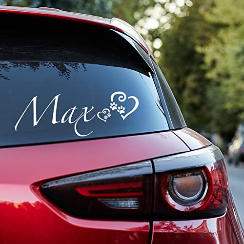 Personalized Dog Paw Decal with Hearts - Customized Name