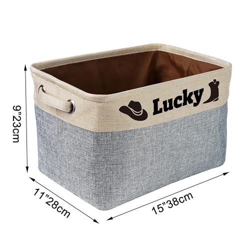 PET ARTIST Dog Toy Basket Dog Toy Box Collapsible with Pet's Name-Dog Toy Bin for Dog Toys,Dog Coats,Clothing,Blankets