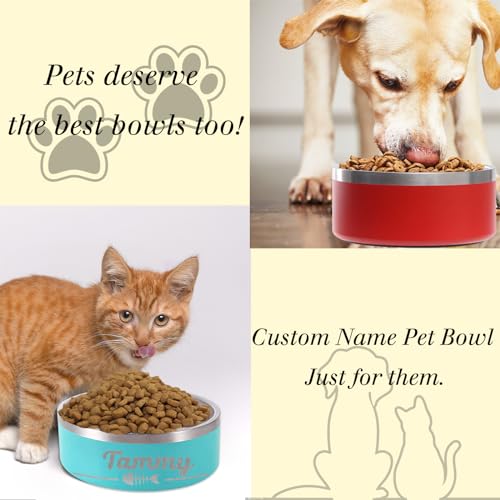 Personalized Dog Bowl Custom Pet Bowls with Name 18oz/32oz/42oz/64oz Stainless Stell Feeding Bowl for Large Small Dog Cat