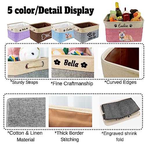 xrlsg Personalized Dog Toy Storage Basket Bin Collapsible with Pet's Name - Rectangular Custom Storage Box Chest Organizer for Dog Toys, Dog Coats, Clothing, Blankets
