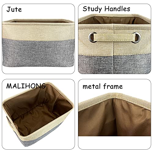 MALIHONG Custom Dog Cat Toy Storage Basket with Pet's Name Sturdy Foldable Collapsible Storage Bin Box with Handles for Organizing Pet Food, Toys, Clothes,( Grey and White), 15" x 11" x 8.3"