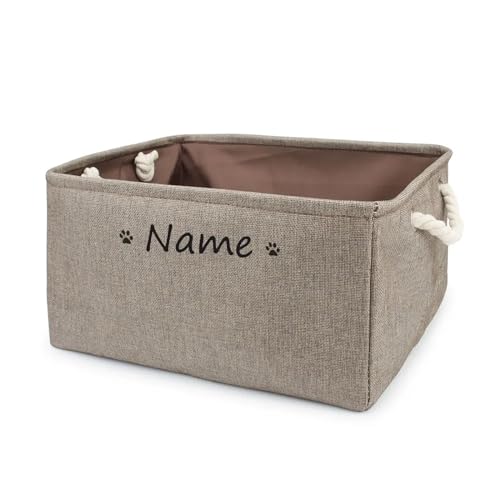 yky Personalized Pet Dog Toy Storage Basket,Dog Toy Box Customized,Customized Dog Basket, Customizable Dog Toy Box (Brown,M 34x25x16cm)