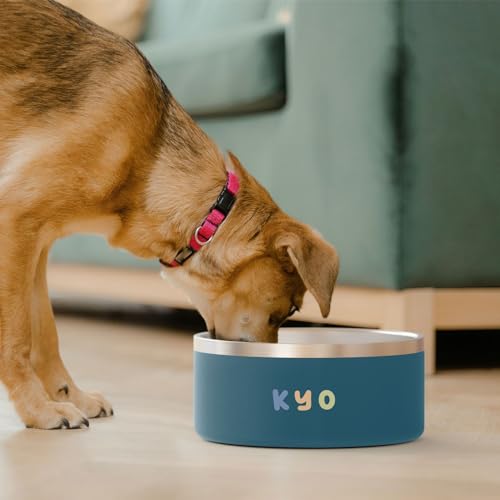 Kyo Personalized Stainless Steel Anti-Slip Dog Bowl (Blue)