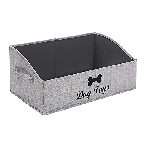 Xbopetda Large Dog Toys Storage Bins - Foldable Fabric Trapezoid Organizer Boxes with Handle, Collapsible Basket Dog Toys, Dog Apparel & Accessories-DOG-Striped Gray