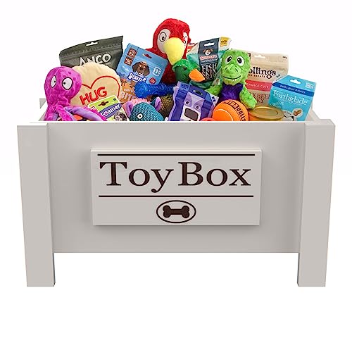 GrooveThis Woodshop Personalized Dog Toy Box Storage Container - Perfect for dog treats, toys, leashes, dog food. (Dark Walnut)