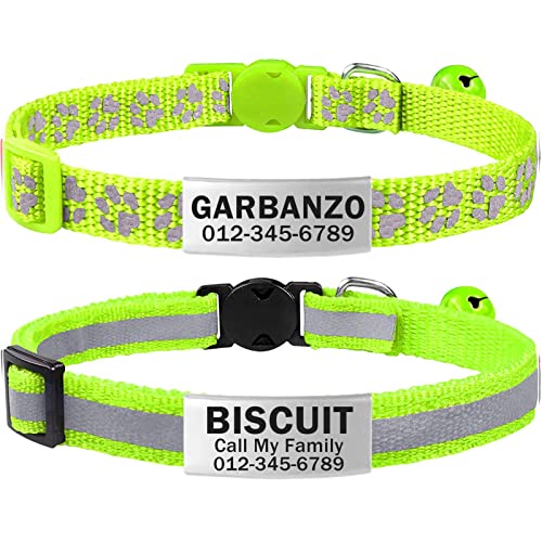 Personalized Reflective Cat Collar Set with Name Tag