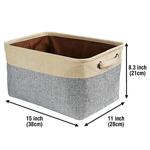 MALIHONG Custom Dog Cat Toy Storage Basket with Pet's Name Sturdy Foldable Collapsible Storage Bin Box with Handles for Organizing Pet Food, Toys, Clothes,( Grey and White), 15" x 11" x 8.3"