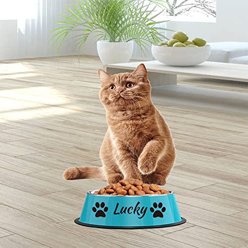 Customizable Stainless Steel Cat Bowls, 2Pcs, Non-Slip, 7 Oz