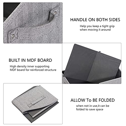 Xbopetda Large Dog Toys Storage Bins - Foldable Fabric Trapezoid Organizer Boxes with Handle, Collapsible Basket Dog Toys, Dog Apparel & Accessories-DOG-Striped Gray