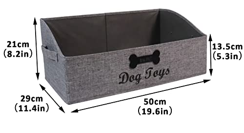 Brabtod Large Dog Toy Bin Collapsible Dog Toy Box Fabric Trapezoid Dog Toy Basket Storage for organizing pet Toys/Blankets/leashes/Rope Toys/Clothing-Can be Personalized-Gray