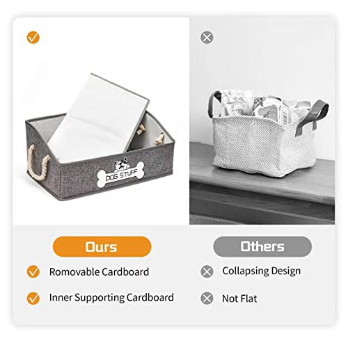 Thankspaw Collapsible Fabric Dog Toy Box and Storage Bin With Handle - Trapezoid Basket Chest Organizer for Pet Toys, Blankets and Accessories