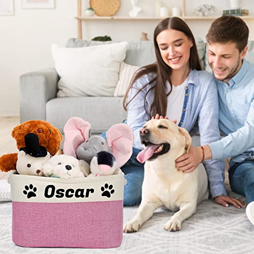 Navcooter Personalized Dog Toy Basket with Pet's Name, Custom Dog Toy Bin, Sturdy Foldable Collapsible Storage Box, Dog Toy Box with Handles for Dog Toys, Dog Clothing, Dog Apparel, Accessories