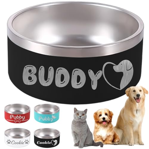 WBgjsnklbnl Personalized Dog Bowl with Name Custom Stainless Steel Food/Water Dishes Customized Engraved Logo Text for Small/Medium/Large Dogs Cat-32oz