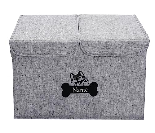Morezi Persnalized Dog Toy Storage Box with Lid Basket Organizer - Perfect Collapsible Bin for Living room, Playroom, Closet, Home Organization