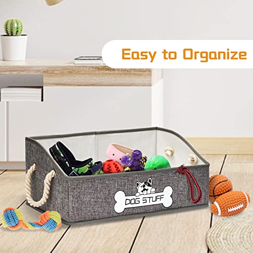 Thankspaw Collapsible Fabric Dog Toy Box and Storage Bin With Handle - Trapezoid Basket Chest Organizer for Pet Toys, Blankets and Accessories