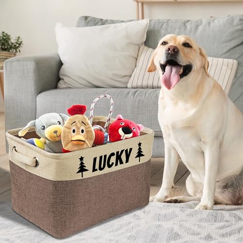 PET ARTIST Dog Toy Basket Dog Toy Box Collapsible with Pet's Name-Dog Toy Bin for Dog Toys,Dog Coats,Clothing,Blankets