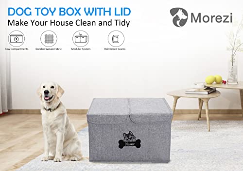 Morezi Persnalized Dog Toy Storage Box with Lid Basket Organizer - Perfect Collapsible Bin for Living room, Playroom, Closet, Home Organization