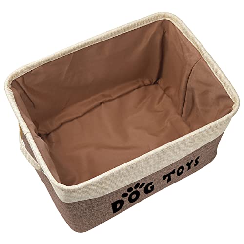 PET ARTIST Non-customized Dog Toy Storage Basket Bin- Rectangular Storage Box Chest Organizer for Dog Toys,Dog Coats,Dog Clothing,Dog Apparel & Accessories,Brown,Non-Custom