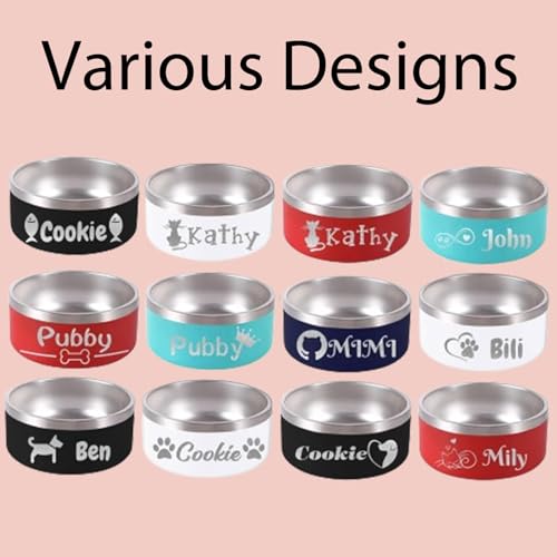 WBgjsnklbnl Personalized Dog Bowl with Name Custom Stainless Steel Food/Water Dishes Customized Engraved Logo Text for Small/Medium/Large Dogs Cat-32oz