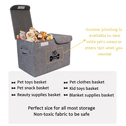 Morezi Persnalized Dog Toy Storage Box with Lid Basket Organizer - Perfect Collapsible Bin for Living room, Playroom, Closet, Home Organization