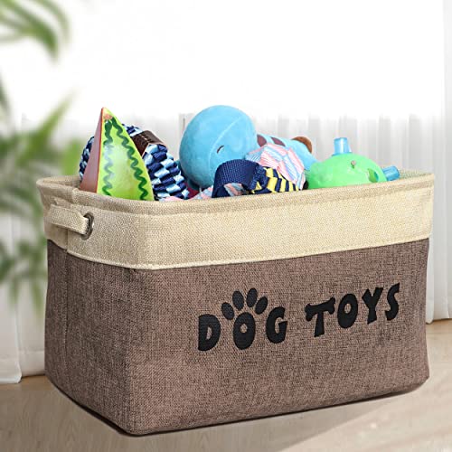 PET ARTIST Non-customized Dog Toy Storage Basket Bin- Rectangular Storage Box Chest Organizer for Dog Toys,Dog Coats,Dog Clothing,Dog Apparel & Accessories,Brown,Non-Custom