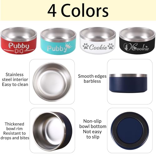 WBgjsnklbnl Personalized Dog Bowl with Name Custom Stainless Steel Food/Water Dishes Customized Engraved Logo Text for Small/Medium/Large Dogs Cat-32oz