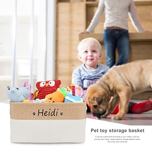 PIANG GOUER Dog Toy Box Storage Basket Bin with Personalized Custom Pet's Name Collapsible Rectangular Storage Bag For Organizing Dogs cat Clothes，Shoes，Pet Accessories (Beige, L)