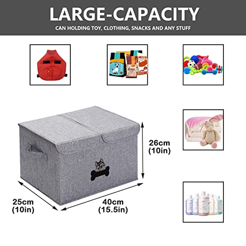 Morezi Persnalized Dog Toy Storage Box with Lid Basket Organizer - Perfect Collapsible Bin for Living room, Playroom, Closet, Home Organization
