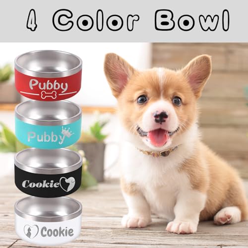 Personalized Dog Bowl Custom Pet Name 18oz Engraved Stainless Steel Non Slip Dog Bowls 18/32/42/64 oz Food and Water Dishes