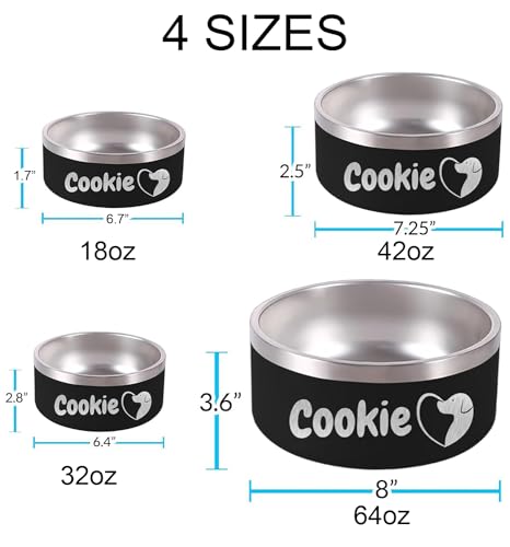 WBgjsnklbnl Personalized Dog Bowl with Name Custom Stainless Steel Food/Water Dishes Customized Engraved Logo Text for Small/Medium/Large Dogs Cat-32oz